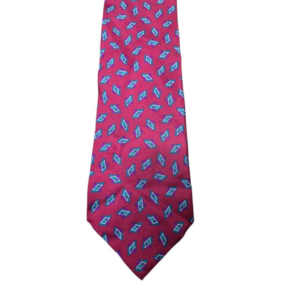 Christian Dior Monsieur Red Geometric Neck Tie